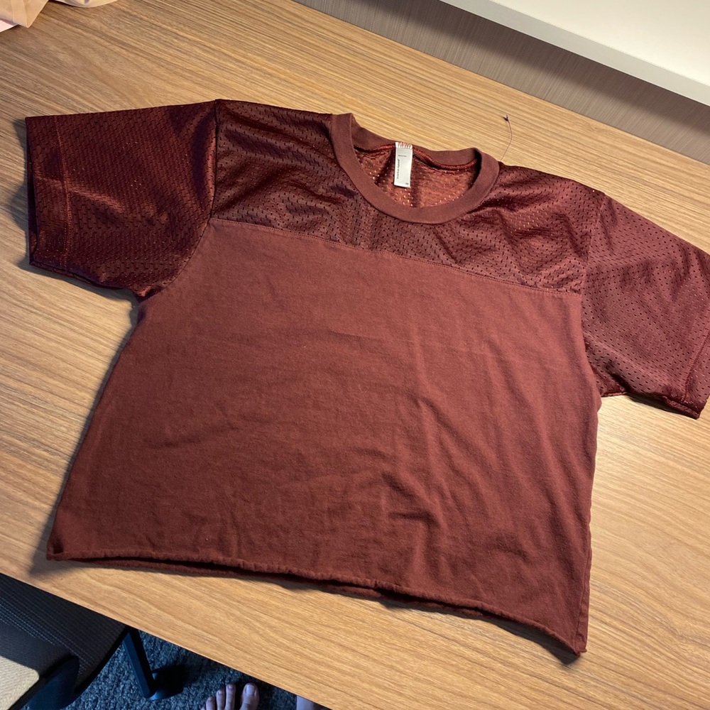 American Apparel Oversized Crop Jersey Maroon Dark Red XS EUC Womens T Shirt